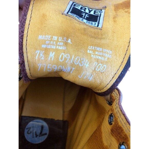 Frye Sabrina 6G Brown Leather Lace Up Chunky Heeled Combat Ankle Booties 7.5 - Picture 8 of 12